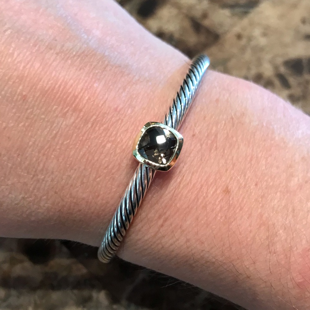 David Yurman 18K Gold Smoky Quartz Cable Bracelet - Picture 1 of 8